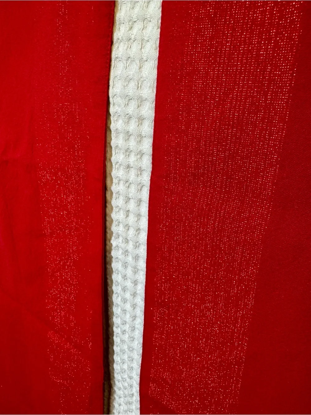 Set of 2 Red Metallic Stripe Table Runners 13.5”x72”. In Like New Condition
